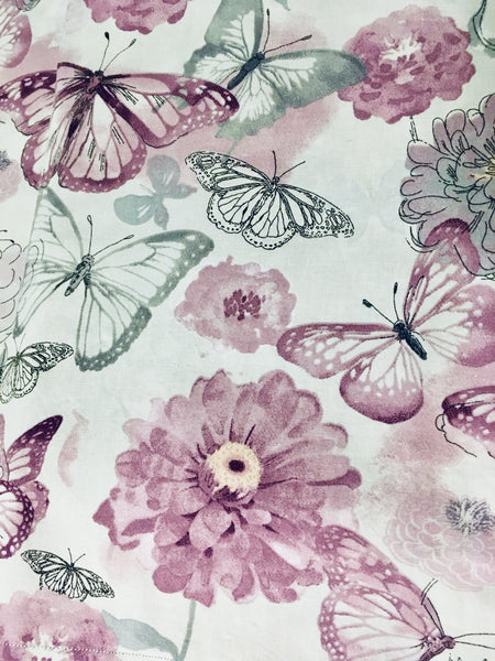 Purple Butterfly & Flowers  | Silver Floral Shimmer| Double Sided