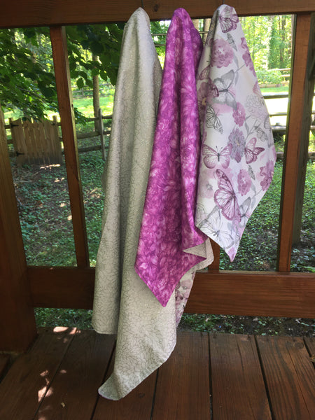 Purple Butterfly & Flowers  | Silver Floral Shimmer| Double Sided